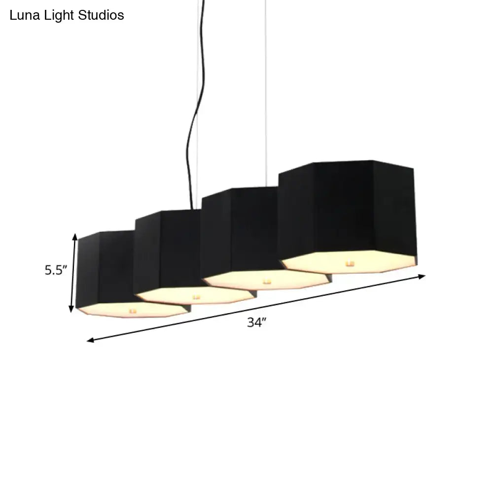 Black nordic octagon metal shade island light dining room