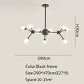 Black postmodern sputnik chandelier dining room glass globe light