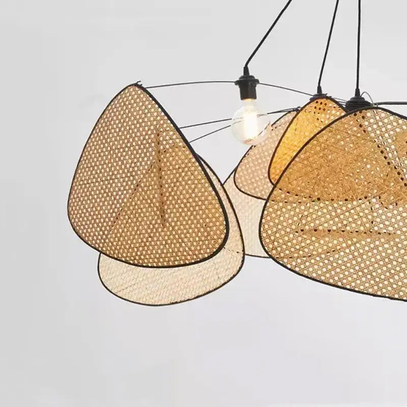 Black rattan ceiling chandelier – dining room mesh pendant light