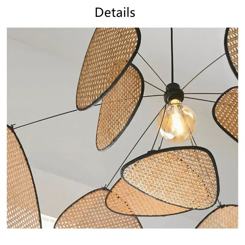 Black rattan ceiling chandelier – dining room mesh pendant light