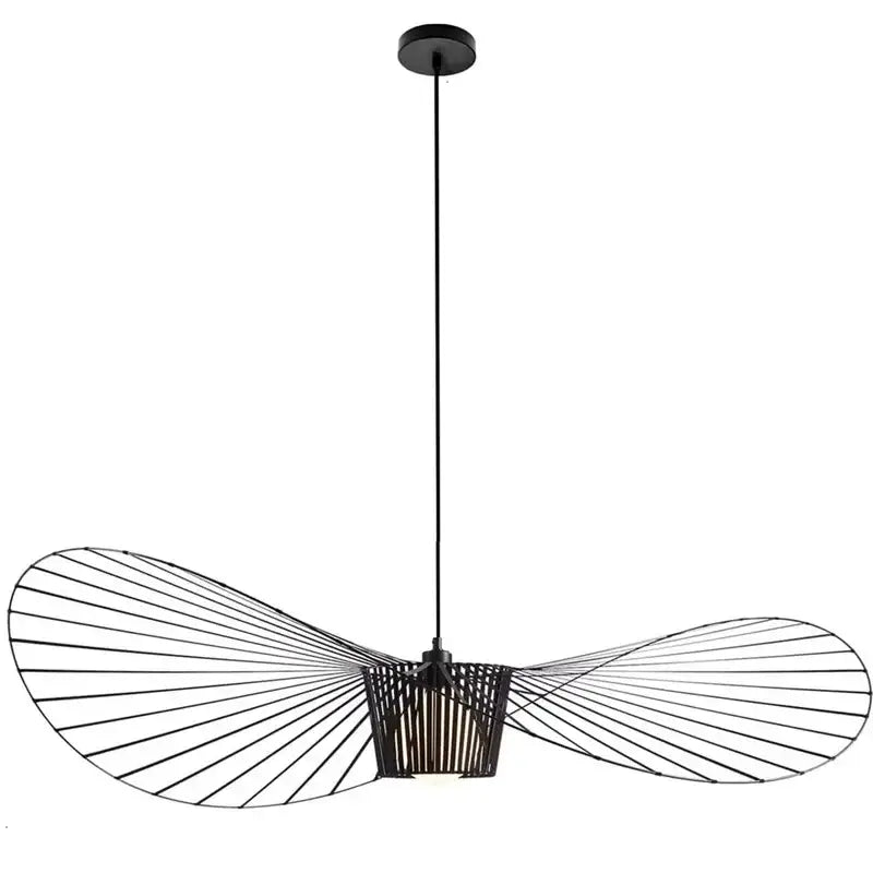 Black rattan hat led chandelier dining room metal ceiling fan