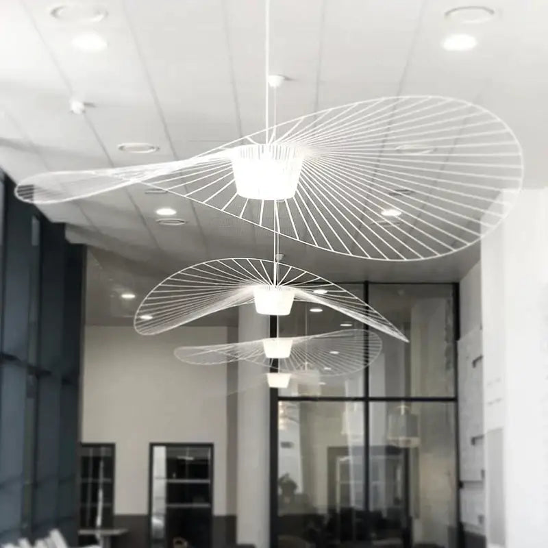 Black rattan hat led chandelier dining room metal ceiling fan