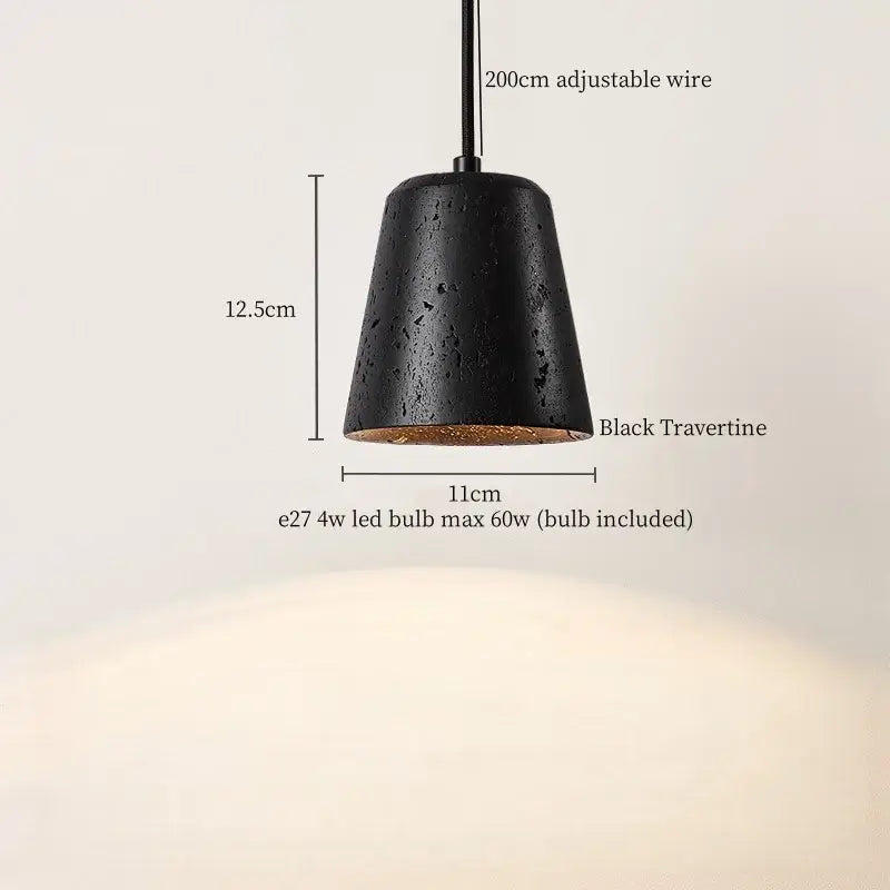 Black travertine wabi sabi pendant light kitchen glass ball lamp