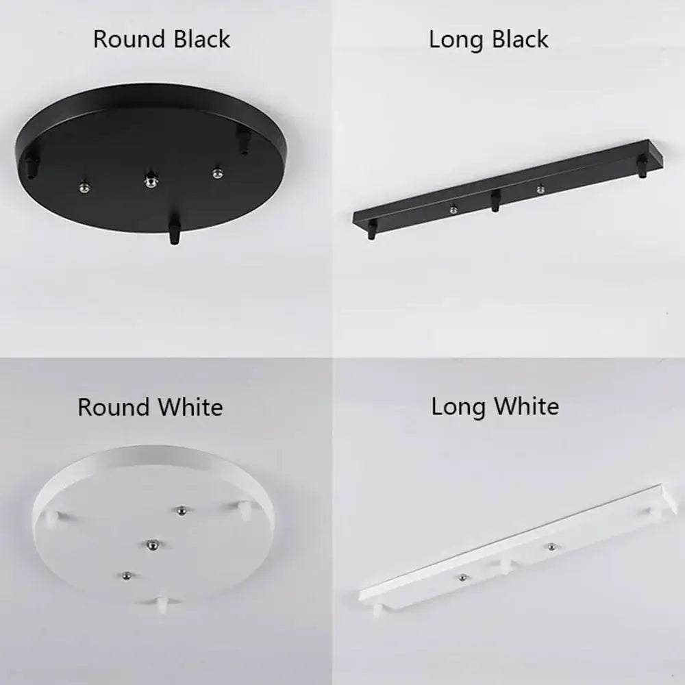 Black & white 3 head pendant light base canopy plate dining room