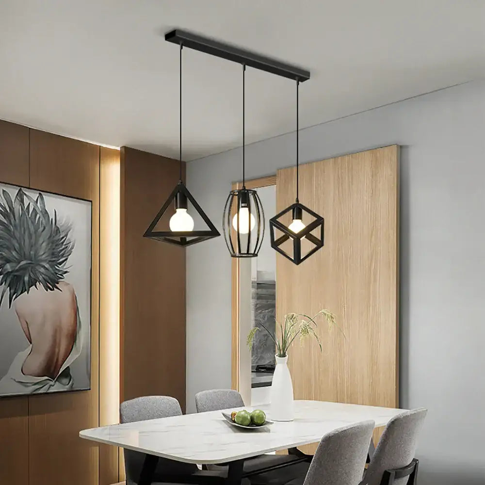 Black & white 3 head pendant light base canopy plate dining room