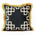 Black & white geometric fringed lumbar pillow cover living room