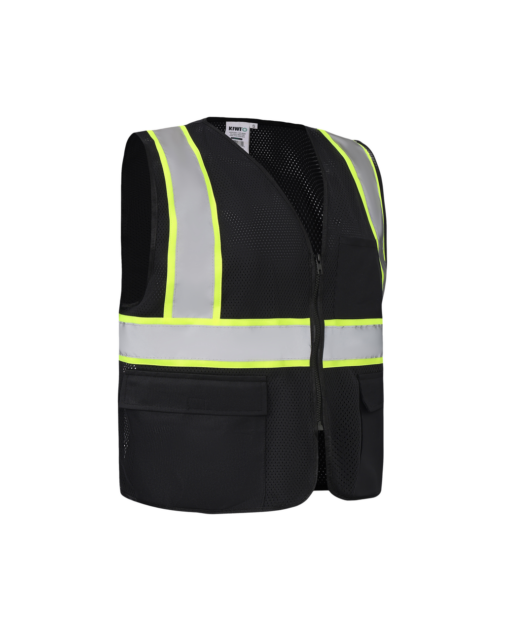 Kiwi High Visibility ANSI/ISEA 107-2020 Reflector Contrast Trimmed Black Safety Vest [R70200]