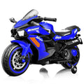 Blue 12V Electric Motorcycle for Kids - Rechargeable 2 Wheel Motorbike