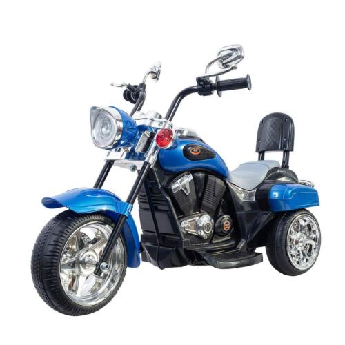Blue 3-Wheel Electric Motorcycle Ride-On Toy with MP3 Player for Kids Ages 2-4