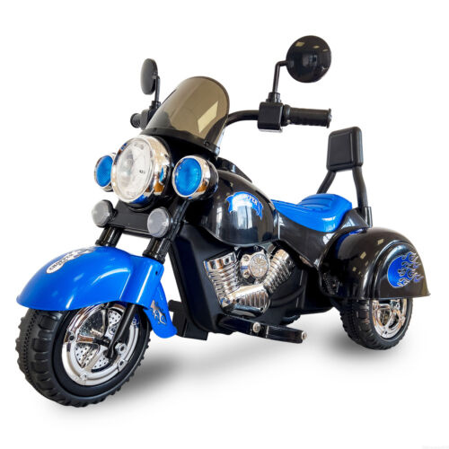 Blue 3-Wheel Motorbike for Kids with LED Headlight and Colorful Design