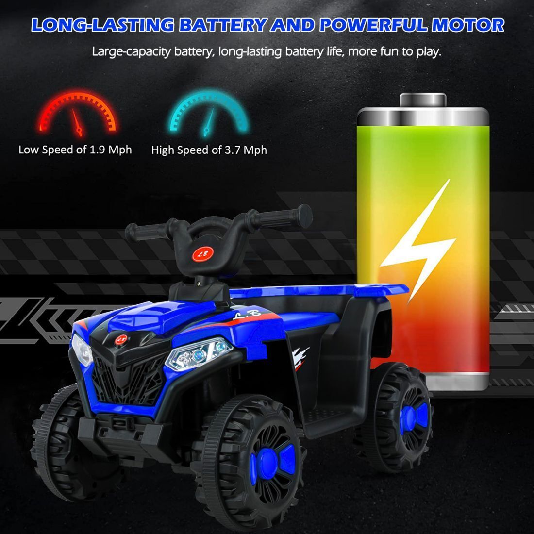 Blue 6V Battery-Powered Kids' ATV Ride-On Car