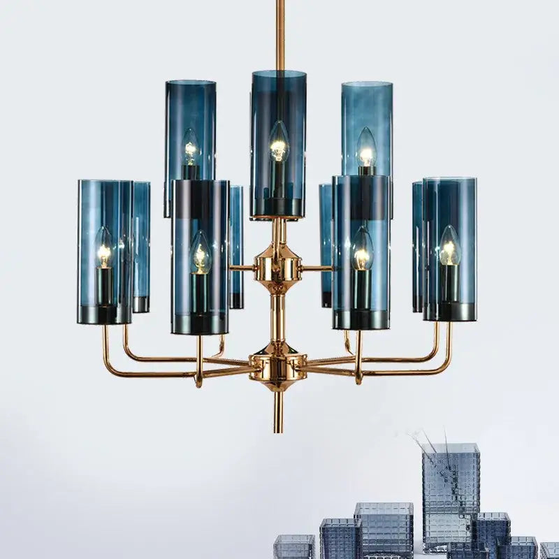 Blue and gold decorbites glass chandelier – kitchen island light