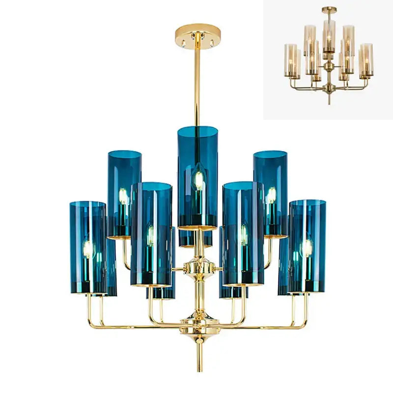 Blue and gold decorbites glass chandelier – kitchen island light