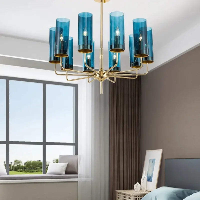 Blue and gold decorbites glass chandelier – kitchen island light