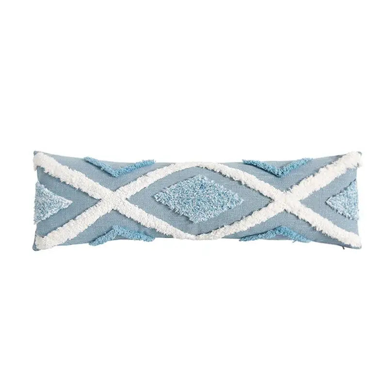 Blue and white geometric tufted pillowcase set bedroom long pillow