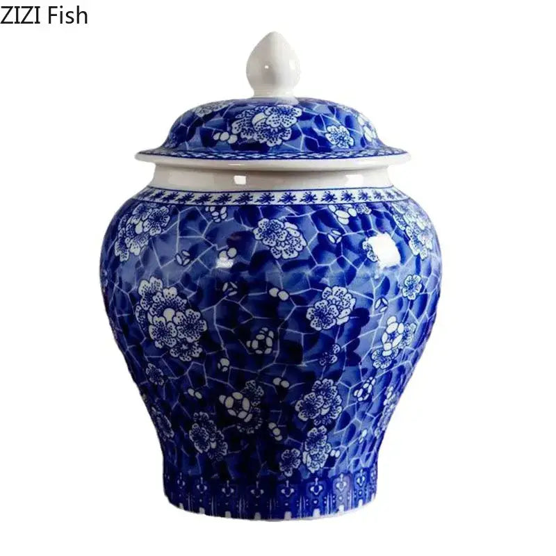 Blue and white porcelain general jar tea canister dining room decor