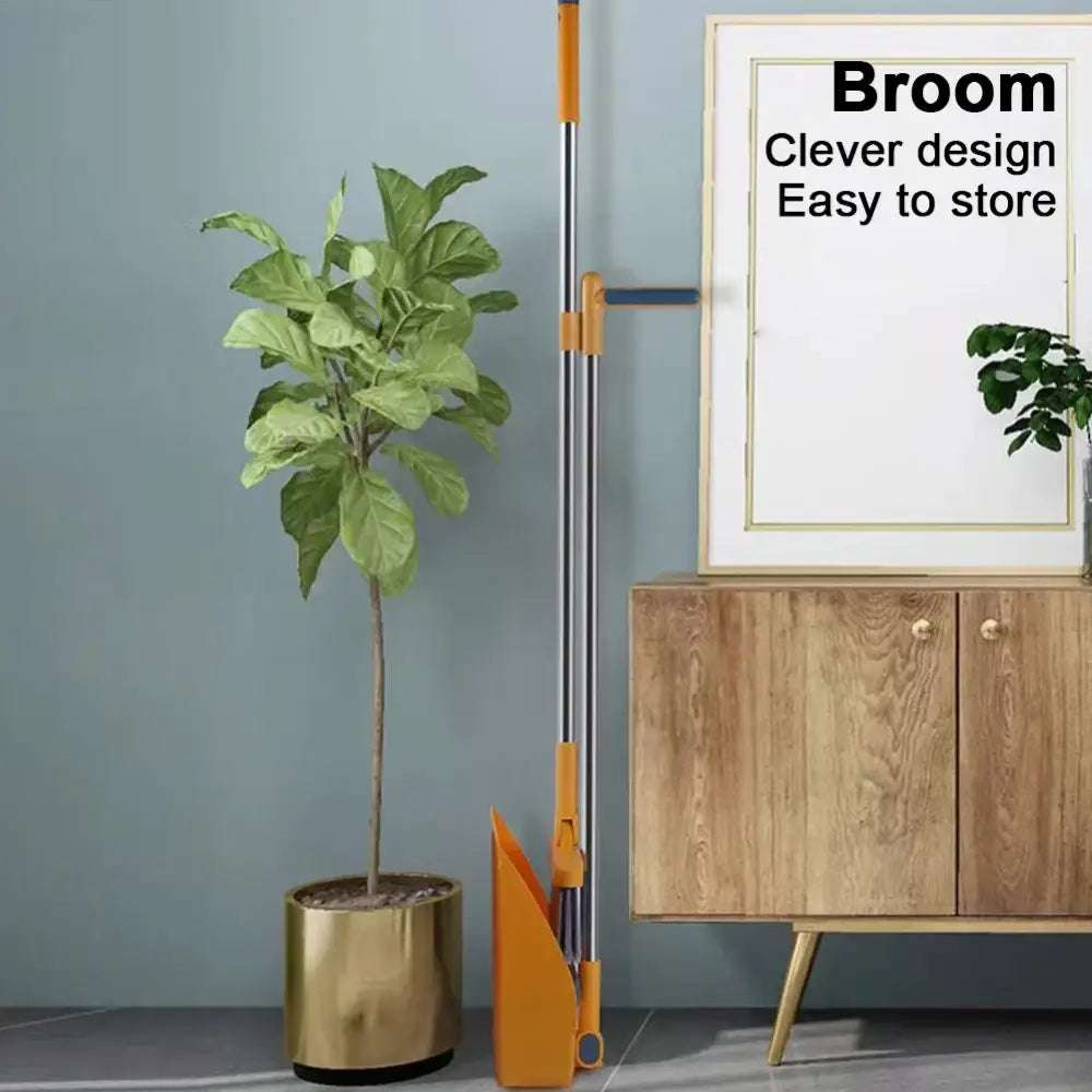 Blue and yellow broom scoop set kitchen cleaning tool with telescoping handle