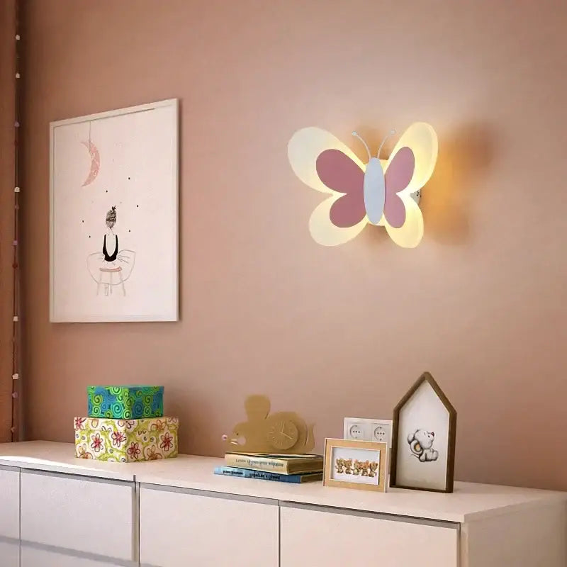 Blue butterfly girl cartoon children room lamp for bedroom