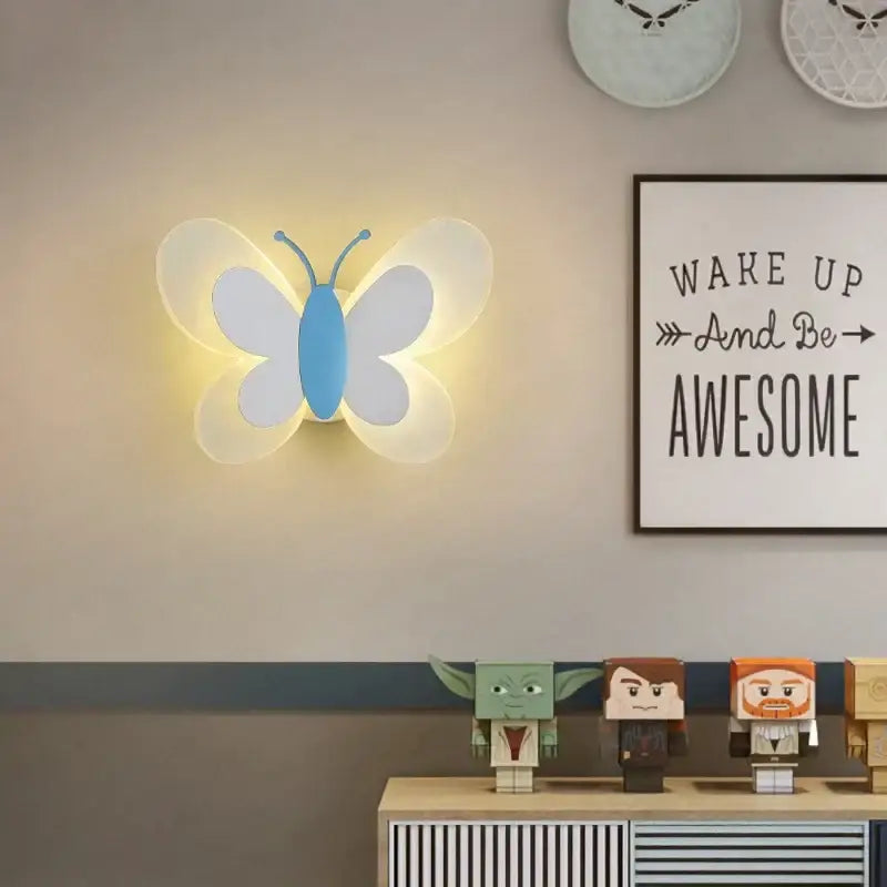 Blue butterfly girl cartoon children room lamp for bedroom