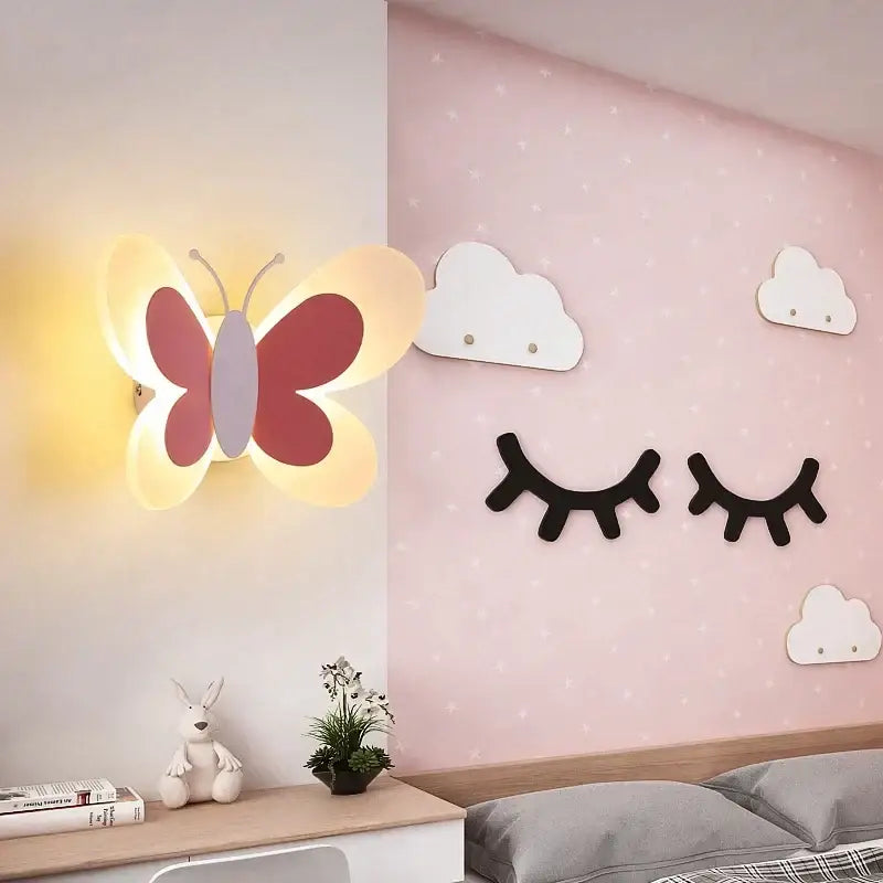 Blue butterfly girl cartoon children room lamp for bedroom