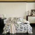 Blue floral 100s egyptian cotton bedding set bedroom decor