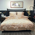 Blue floral satin jacquard duvet cover set bedroom bedding