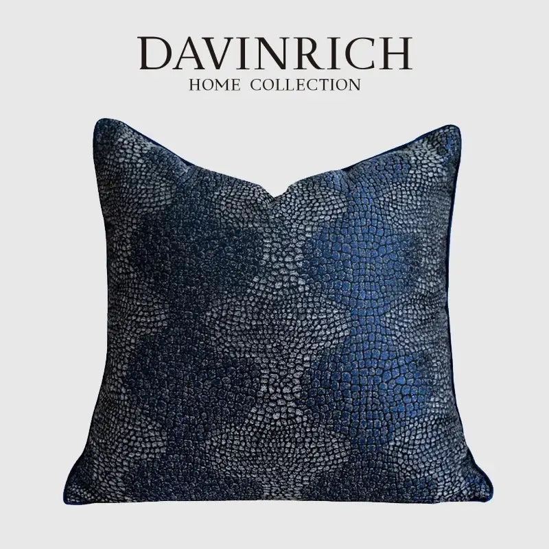 Blue geometry jacquard pillow cover living room textured throw