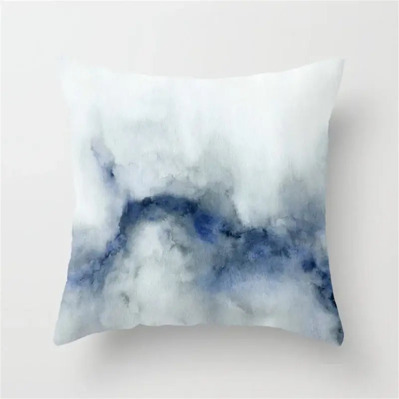 Blue ink flower cushion cover set living room watercolor decor
