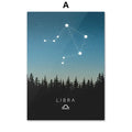 Blue leo cancer zodiac canvas art set kids room constellation prints