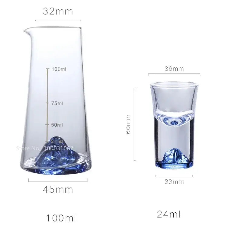 Blue mountain decorbites blue sake glass ice jug set dining room