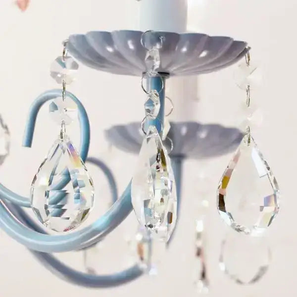 Blue & pink crystal bouquet pendant light for bedroom