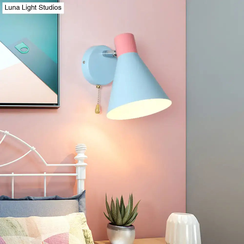 Blue & pink metallic cone wall light bedroom with e26 e27 socket