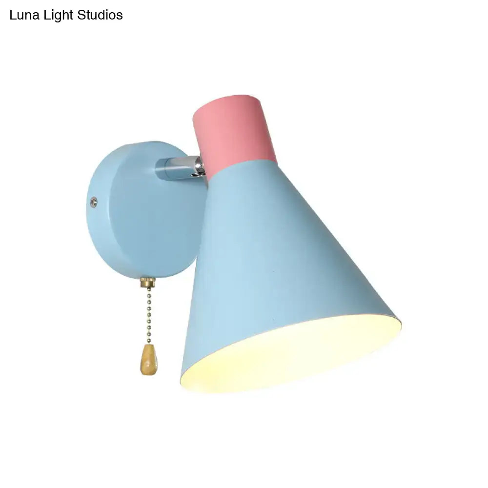 Blue & pink metallic cone wall light bedroom with e26 e27 socket