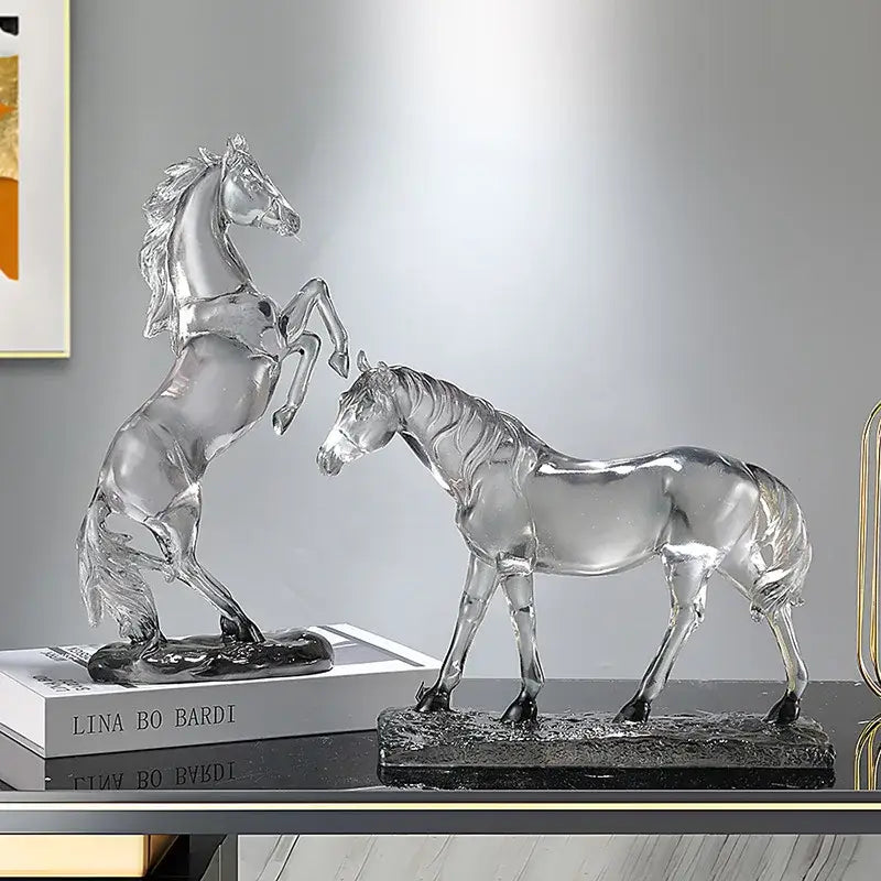 Blue & purple horse resin ornament – living room glass sculpture