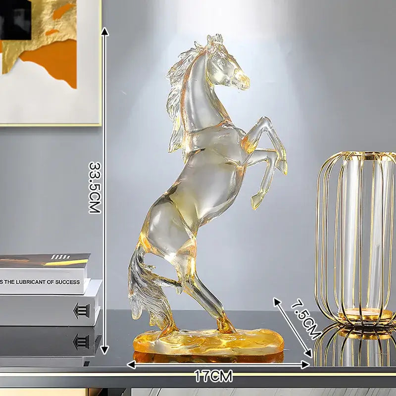 Blue & purple horse resin ornament – living room glass sculpture