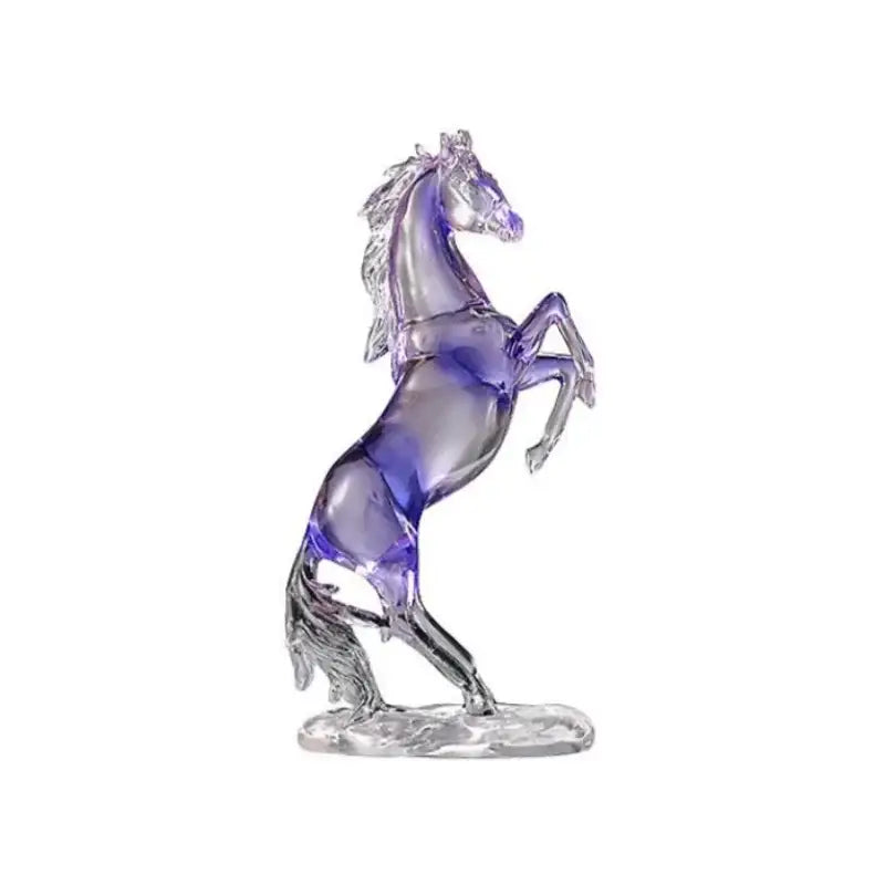 Blue & purple horse resin ornament – living room glass sculpture