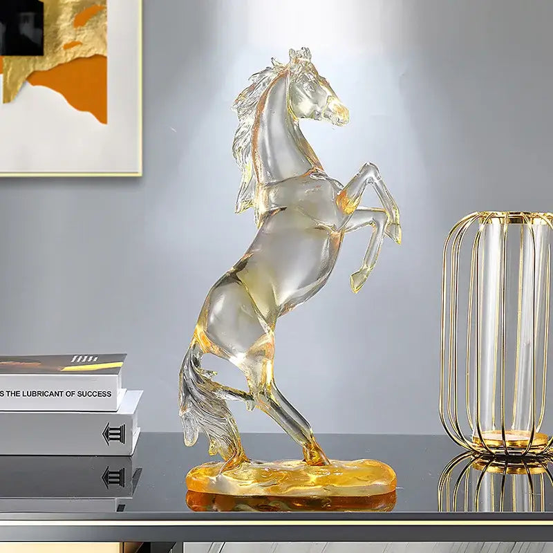 Blue & purple horse resin ornament – living room glass sculpture
