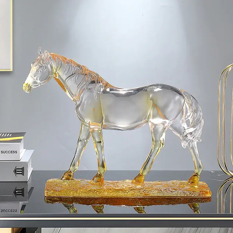 Blue & purple horse resin ornament – living room glass sculpture