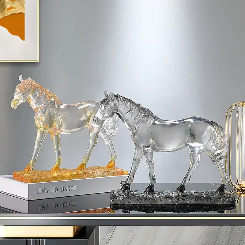 Blue & purple horse resin ornament – living room glass sculpture