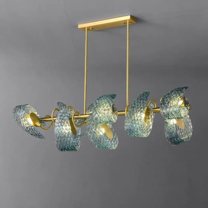 Blue queen crystal glass cascading chandelier staircase light