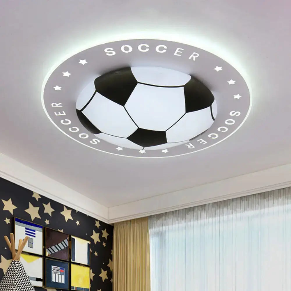 Blue & white football led flush mount kids bedroom light