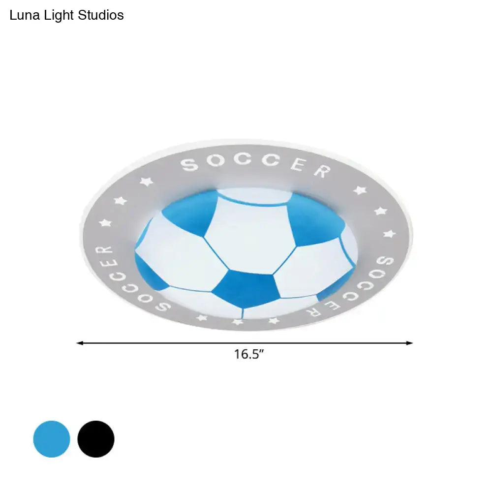 Blue & white football led flush mount kids bedroom light