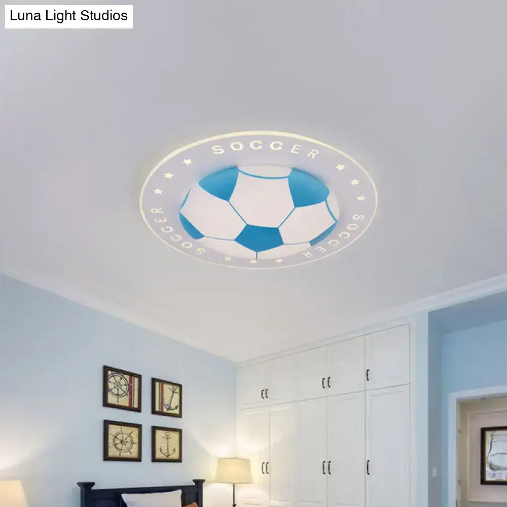 Blue & white football led flush mount kids bedroom light