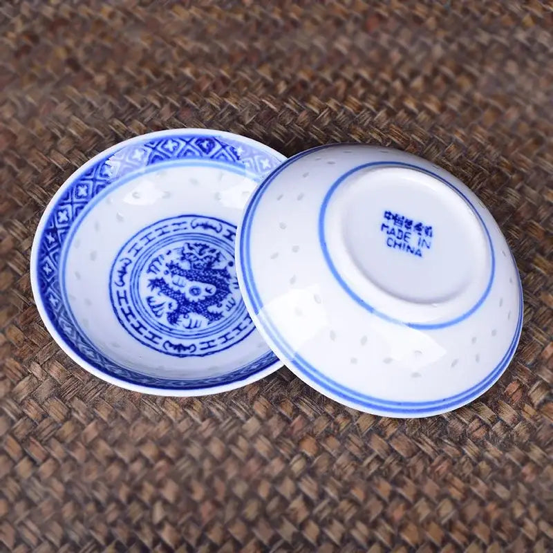Blue & white porcelain dragon pattern dish set – dining room bowls