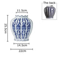 Blue & white porcelain vase set with artificial flowers desk decor