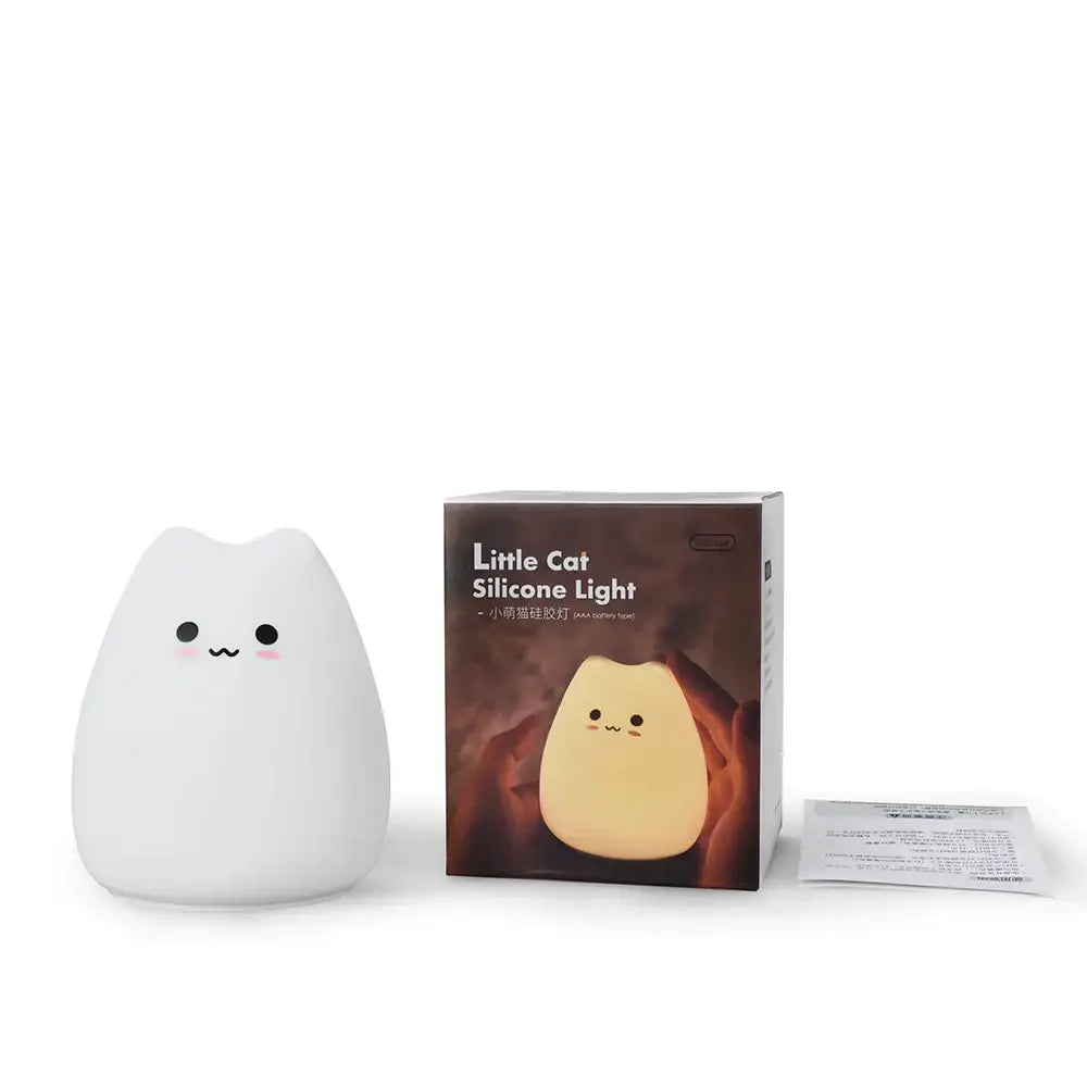 Blue white & purple cat silicone touch night light bedroom lamp