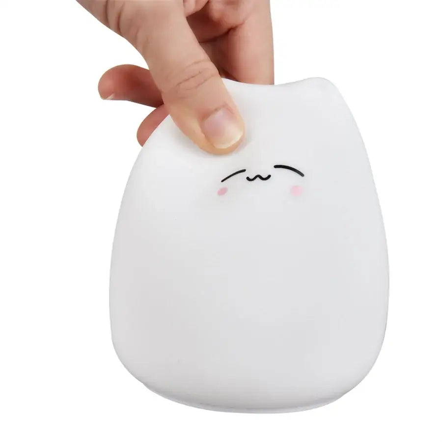 Blue white & purple cat silicone touch night light bedroom lamp