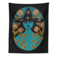 Blue witches botanical tapestry – bedroom aesthetic magic wall art
