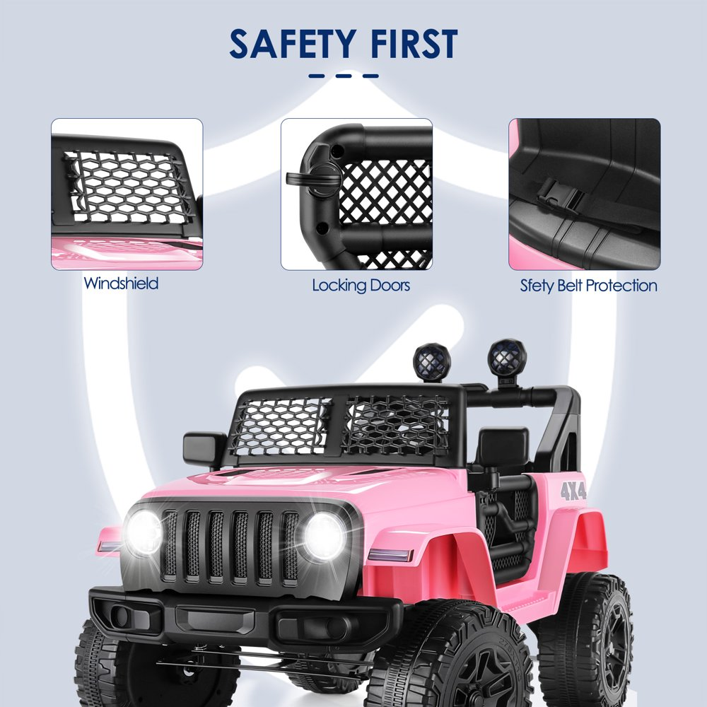 Bluetooth Music Ride-On Truck for Kids with Parent Remote Control - Pink
