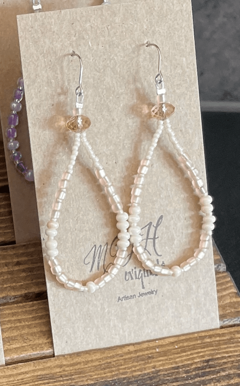 Pastel Sea Beads Teardrop Dangle Earrings